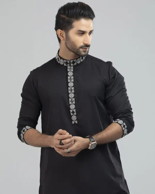 Mens new panjabi black